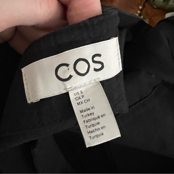 COS Barrel-Leg Cotton Dungarees in Black - Picture 9 of 9